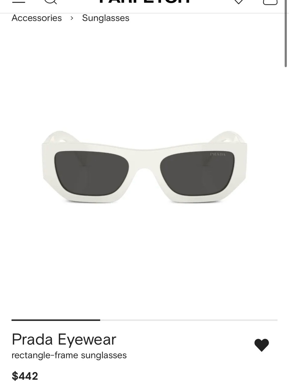 Prada White Rectangle Sunglasses with Dark Lenses